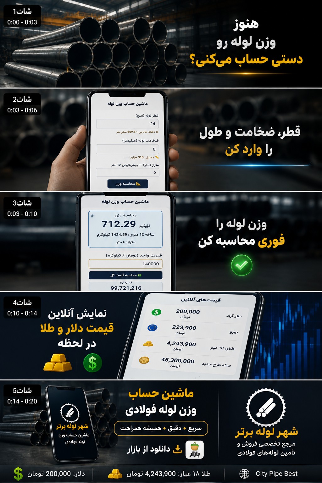 ماشین حساب وزن لوله فولادی و محاسبه وزن لوله